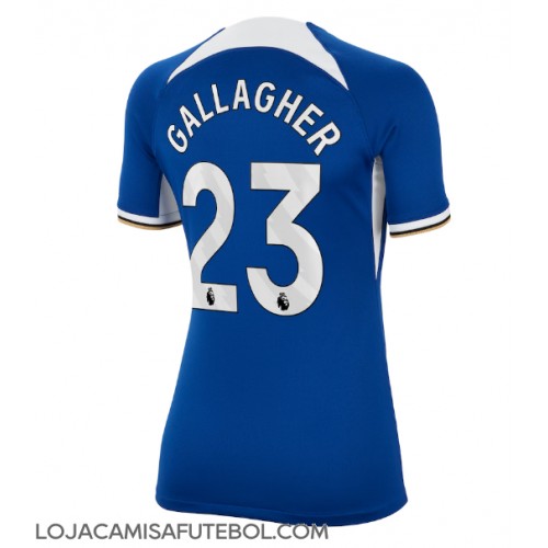 Camisa de Futebol Chelsea Conor Gallagher #23 Equipamento Principal Mulheres 2023-24 Manga Curta